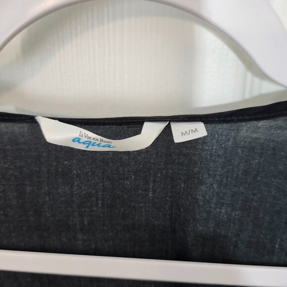 La Vie en Rose Aqua Women's Tunic Swimsuit Cover-up ~ Black and White ~ Size L ~ - Picture 4 of 7